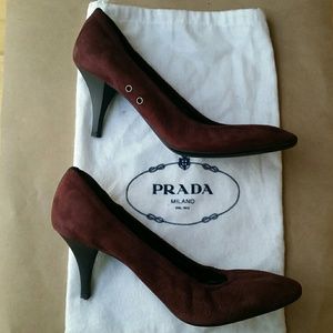 Prada Burgundy Suede Pumps